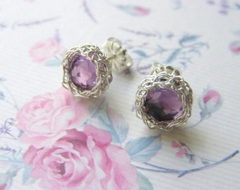 Silver Amethyst Earrings, Purple Amethyst Earrings, Amethyst Post Earrings, Amethyst Stud Earrings, Silver Purple Earrings