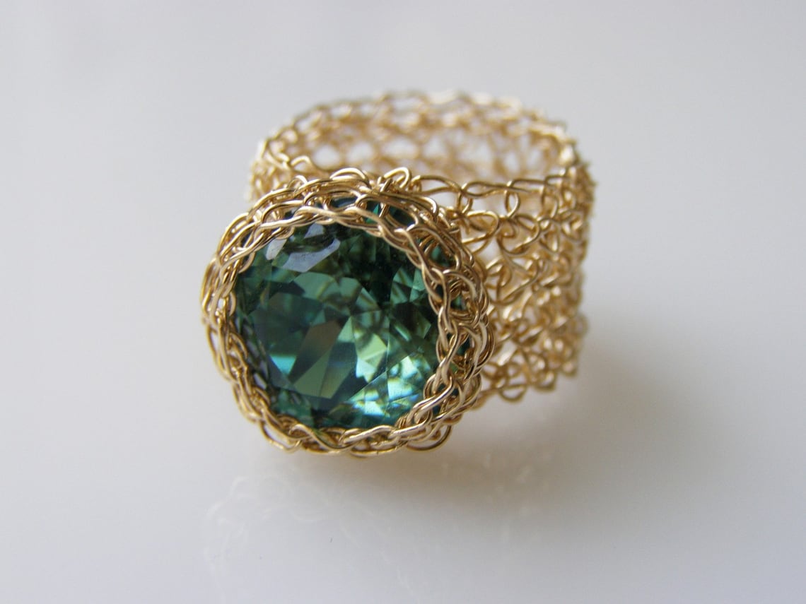Emerald Ring, Swarovski Ring, Green Crystal Ring, Statement Ring