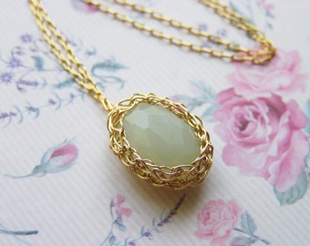Jade Pendant - Goldfilled Wire Oval New Jade Pendant