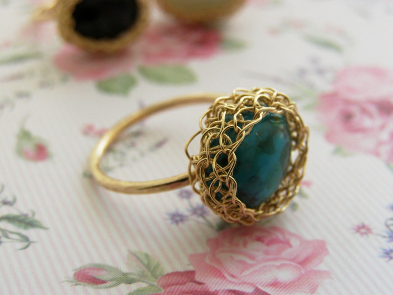 Turquoise Ring, Oval Turquoise ring, December birthstone ring, Gemstone ring, Stacking Ring image 2