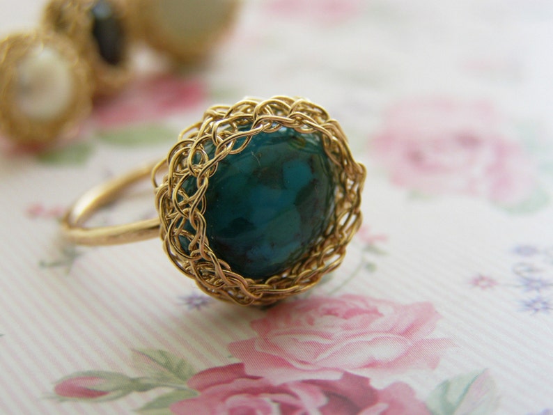 Turquoise Ring, Oval Turquoise ring, December birthstone ring, Gemstone ring, Stacking Ring image 3