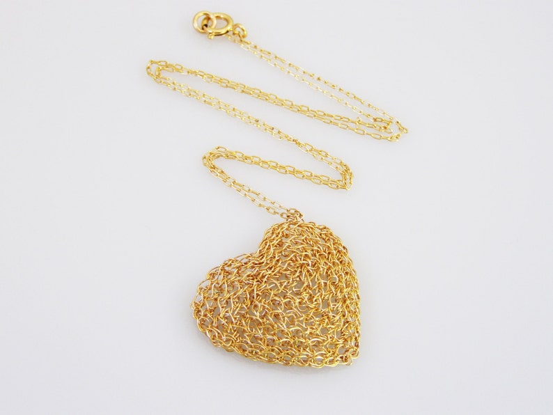 Gold Heart Necklace, Valentine Day Gift , Heart Shaped Necklace, Heart