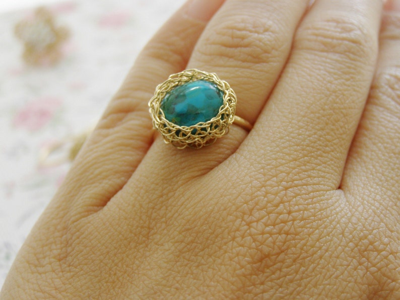 Turquoise Ring, Oval Turquoise ring, December birthstone ring, Gemstone ring, Stacking Ring image 5