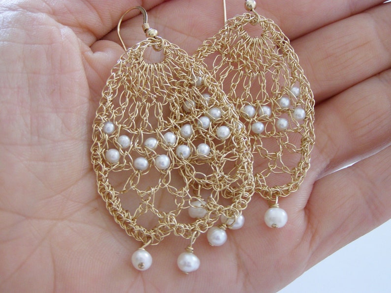 Statement Chandelier Earrings Pearl Wedding Earrings Pearl Etsy