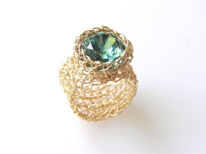 Emerald Ring, Swarovski Ring, Green Crystal Ring, Statement Ring