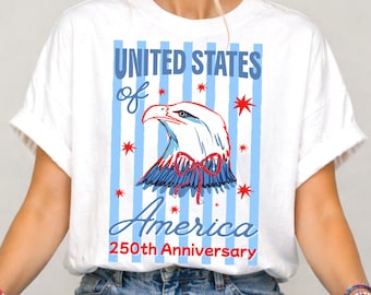 United states of america png, USA 250, patriotic eagle design, retro striped 4th of July