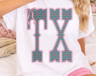 Texas Lace Bow PNG, Coquette TX Design, Western Girly Texas