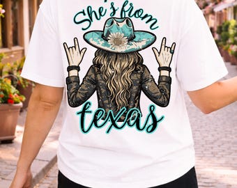 She’s from Texas png design, western cowgirl graphic, southern girl png, country aesthetic