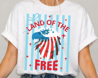 Land of the free eagle png design, USA 250th Anniversary png, retro striped 4th of July