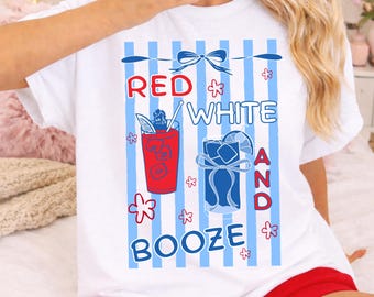 Red white and booze png design, USA 250th Anniversary png, retro striped 4th of July