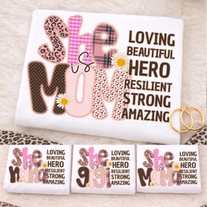 She Is Mom png Bundle, Mothers Day Mom Nana Gigi Mama Affirmation Design, Patchwork Mom Sublimation, Coquette Floral Mom Graphic, mama png