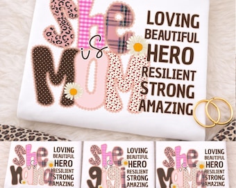 She Is Mom png Bundle, Mothers Day Mom Nana Gigi Mama Affirmation Design, Patchwork Mom Sublimation, Coquette Floral Mom Graphic, mama png