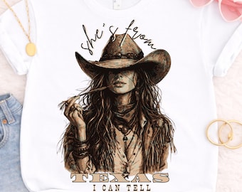 She's from Texas png, Western Cowgirl Mom Graphic, Country Shirt Design