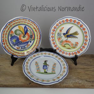 Vintage French Ceramic Wall Plate by HENRIOT QUIMPER France - Signed 1970s Decorative Plates - Collectible Item -
