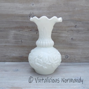 French Antique White Opaline Glass Vase by Vallérysthall - ca 1900s France - Collectible Item -
