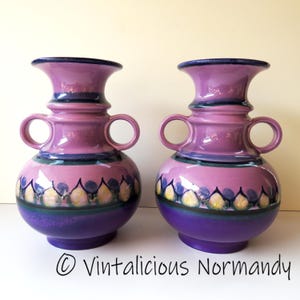 Vintage GOUDA Pottery VASES by FLORA - Dutch 1970s Mid Century Ceramic Plateel - Collectible Item -