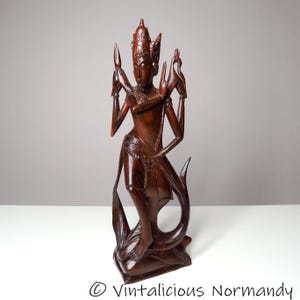Vintage Balinese Handcarved Wooden Sculpture - Carved Wood 4-Armed God Figurine from Bali Indonesia - Collectible Item -