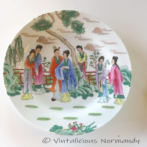 Vintage chinesischer Qianlong Porzellan Teller mit Famille Rose Dekor - Marked Keramik aus China - Sammlerstück -