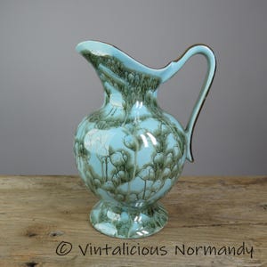 Vintage GOUDA Keramik Vase von Jumbo - Niederländische 1970er Jahre türkisblaue und goldene Keramik Krugvase - Sammlerstück -