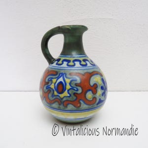 Antique GOUDA Plateel Pottery Miniature VASE Rhodian - Dutch 1910s 1920s Handpainted Art Nouveau Mat Glaze Ceramic by Plateel Zuid Holland