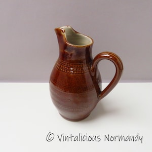 Vintage French Salt Glazed Stoneware Pitcher Gres du Berry - Signed French Gres Water Jug - Collectible Item -