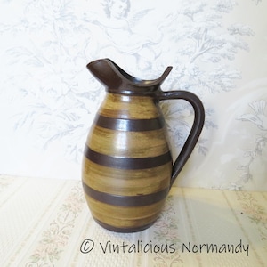 Vintage French Stoneware Gres Pitcher - Signed French Earthenware Water Jug - Collectible Item -