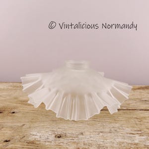 Abat-jour vintage français en verre dépoli transparent pour suspension - abat-jour mouchoir art déco des années 1930 - objet de collection -