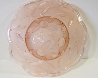 DEGUÉ Frankrijk - Franse lampenkap van roze glas uit de jaren 1920-1930 voor een kroonluchter: Vintage Art Deco lamp met omgekeerde koepel - door mij persoonlijk uitgekozen.