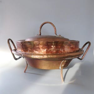 Antique French Copper Tourtiere / Pie Pot - 1800s Tin Lined Cookware Kitchen Decoration - Collectible Item -