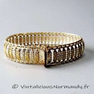 Pulseira italiana vintage banhada a ouro em prata 925 - Pulseira de elos finos - Item colecionável -