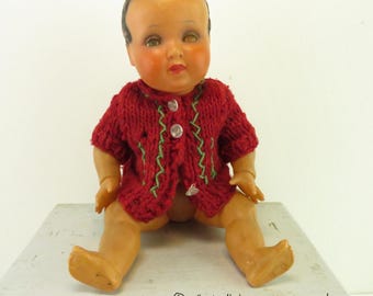 Sublime Poupon Petit Collin en Celluloïd des années 1930, Made in