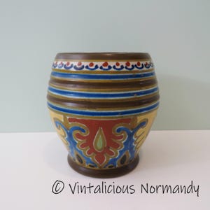 Antique PZH GOUDA Pottery VASE Emmy Decor - 1920s Dutch Handpainted Jugendstil Art Nouveau Mat Glaze Ceramic by Plateel Zuid Holland