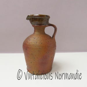 Vintage Salt Glazed Stoneware Pitcher - Signed CP French Gres Oil Jug - Collectible Item -