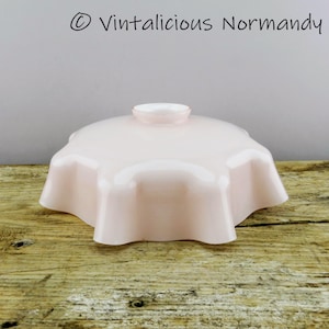 Vintage French Pink Opaline Glass Lampshade for Pendant Light - Mid Century Handkerchief Lamp Shade - Collectible Item -