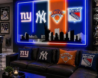 Custom New York Sports Led Wall Sign – All Ny Teams Lighted Decor | Mancave Garage Bar Sign
