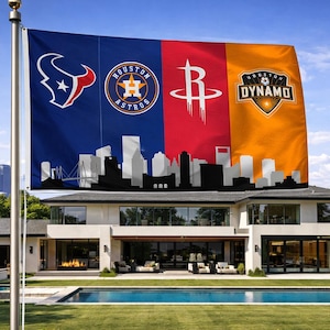 Houston Sports Flag – Texans Astros Rockets Dynamo Wall Flag | Mancave Garage Decor | Houston Fan Gift
