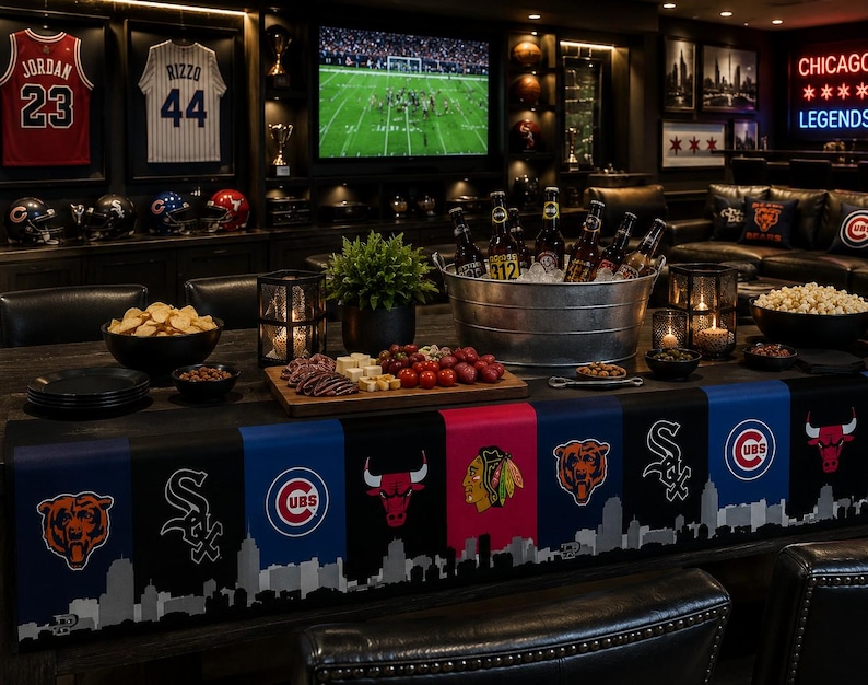 Chicago Sports Flag – Bears Cubs Bulls Blackhawks Wall Flag | Mancave Garage Decor | Chicago Fan Gift image 6
