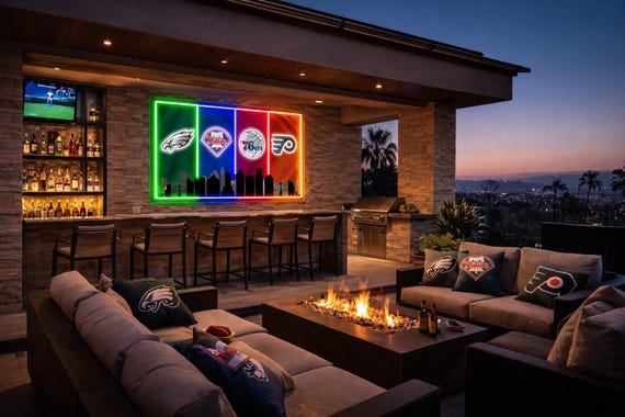 Custom Philly Sports Led Wall Sign – All Philadelphia Teams Lighted Decor | Mancave Garage Bar Sign