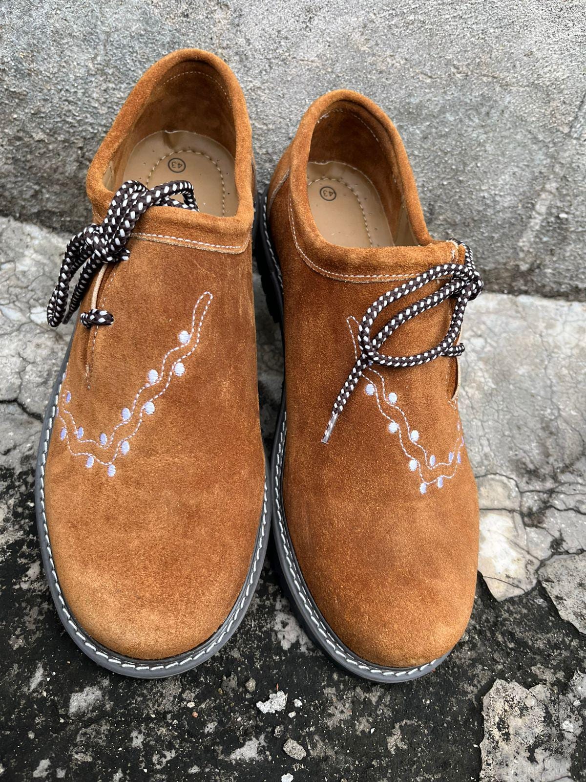 Men’s Suede Oktoberfest Footwear  Dark Brown Traditional German Shoes Size 41 Rustic Brown Oktoberfest Shoes for Men - Lederhosen Outfit main image 4