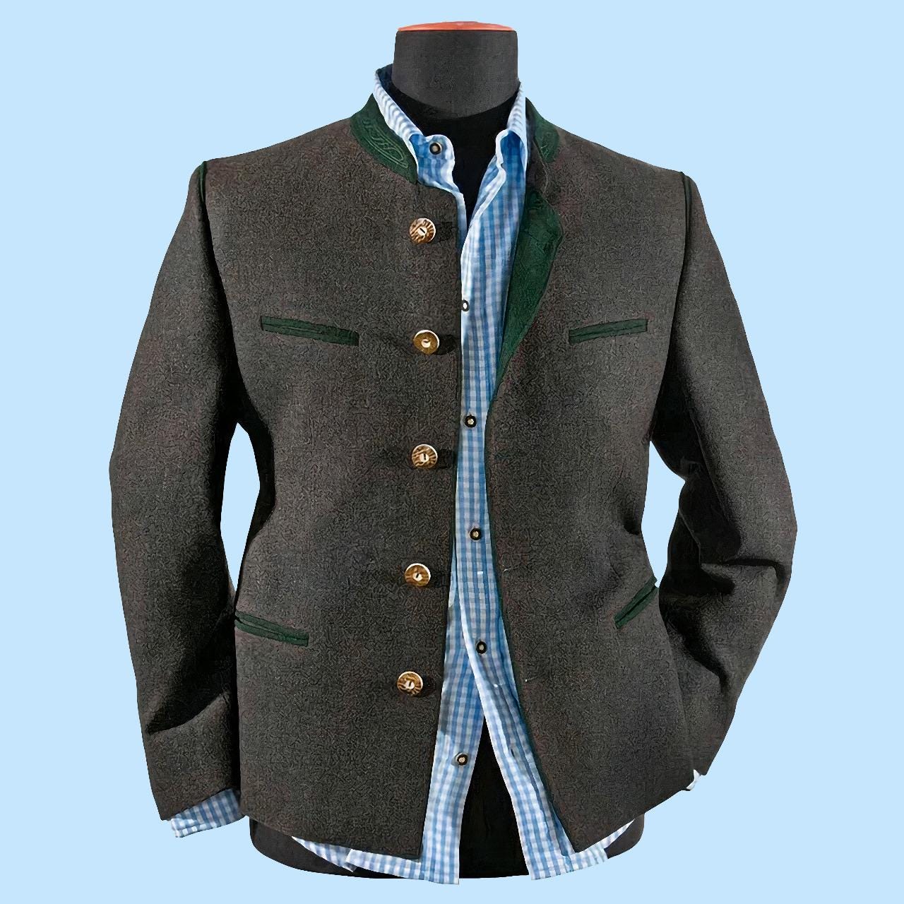 ジャケット・アウター Embroidered Design Tyrolean Jacket Jacket from Tyrolean loden in sage green – VON DÖRNBERG - MUNICH