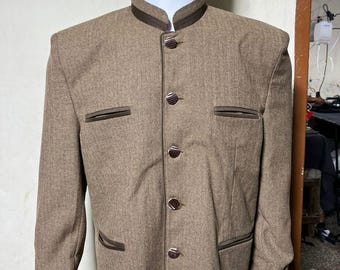 Dark Khaki Green Loden Jacket: Traditional Austrian Tyrolean Wool