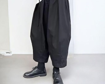 Black Pleated Wide Leg Pants – High Waist Loose Trousers
