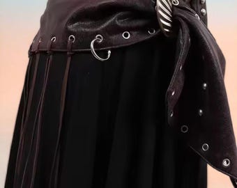Coffee Brown PU Leather Tassel Belt – Wide Fashion Waistband