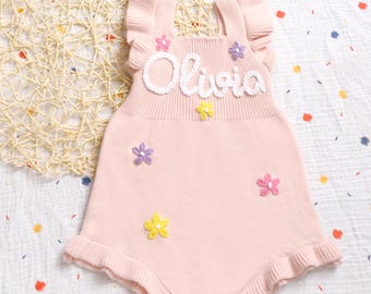 Personalized Baby Girl Romper,Ruffle Bubble Romper for Girls,First Birthday Outfit,Monogrammed Newborn Onesie,Custom Name Toddler Girl Dress
