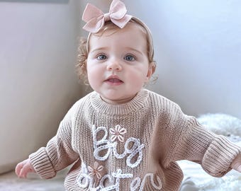Embroidered Big Sister Sweater,Personalized Baby Name Sweater,Newborn Knitted Name Sweater,Custom Baby Sweater with Name,Baby Shower Gifts