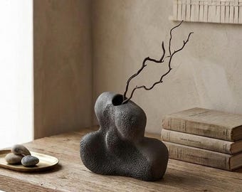 Handbuilt Ceramic Vessel – Organic Sculptural Object, Unglazed Form
