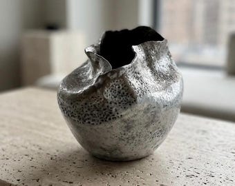 Hand-Formed Wabi Sabi Ceramic Vase – Rustic Modern Stoneware Home Accent