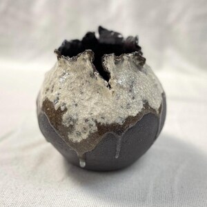 Sculptural Crackle Glaze Vase – Hand Formed Pottery –Artisan Ceramic – Rustic Wabi Sabi Pottery