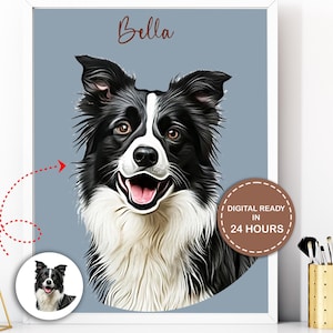 Custom Dog Portraits Custom Pet Portraits Using Pet Photo Personalized Digital Dog Portraits Cat Portraits Custom Pet Art Pet Drawing Poster