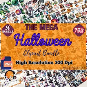 Mega Halloween Bundle| PNG Halloween MEGA Bundle, Halloween Sublimation Bundle, Horror Characters, Vintage Halloween, All in one